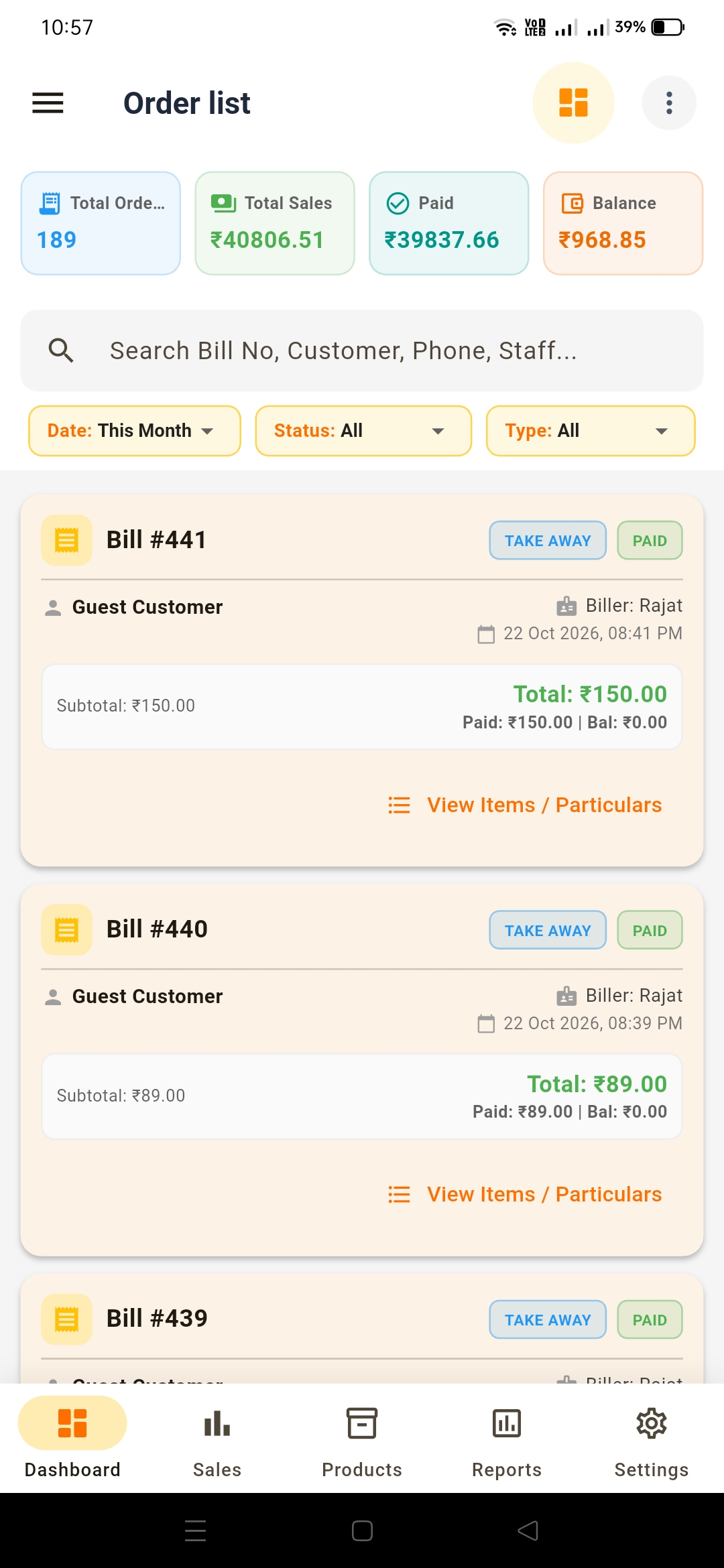 Saleox POS Live Kitchen Orders Screen